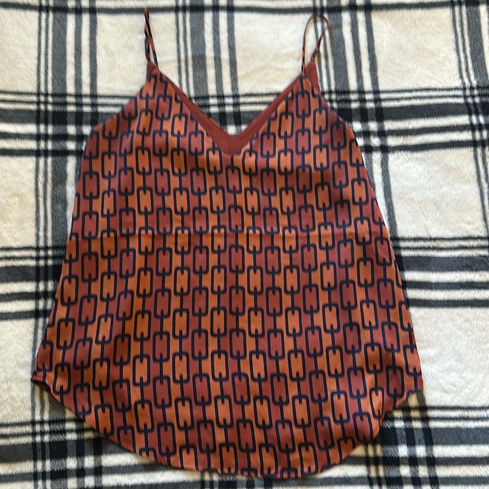 Express orange navy chain pattern new adjustable strap dressy cami tank small
